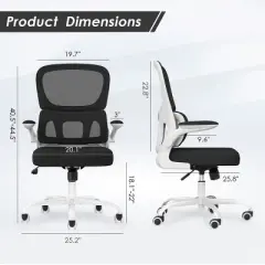 GlasFlength Task and Office Chairs with Support Armrest，Ergonomic, Adjustable，Computer Chair and Gaming Chair, White, 25.2"*25.8"*44.5"