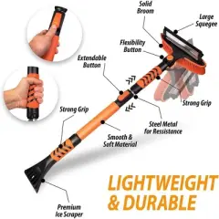 Zone Tech Ice Scraper and Extendable Brush 360&deg; Snow Brush Head for Car Windshield Flexible Arm Ice Scraper  Tool Snow Removal 2 Pack