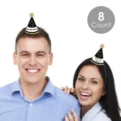 Big Dot of Happiness New Year's Eve - Gold - Mini Cone 2026 New Years Eve Resolution Party Hats - Small Little Party Hats - Set of 8