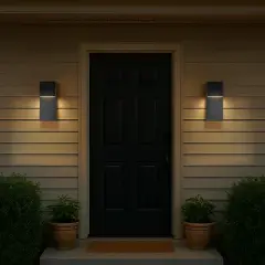 ALOADECOR Modern Simple Sqaure Integrated LED Outdoor Wall Sconce with Dusk to Dawn Sensor in Matte Black for Porch Patio