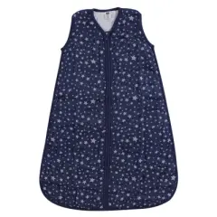 Hudson Baby Infant Muslin Cotton Sleeveless Wearable Sleeping Bag, Sack, Blanket, Gray Navy Star