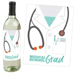 Big Dot of Happiness Medical School Grad - Doctor Graduation Party Decorations for Women and Men - Wine Bottle Label Stickers - Set of 4