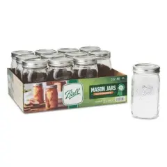 Ball Wide Mouth Glass Mason Jars with Lids and Bands, 12 Quart Size 32 Ounce + 12 Pint Size 16 Ounce (Total 24 Jars) Variety Pack