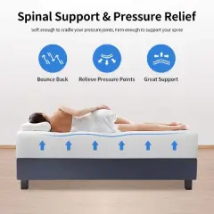 FDW 12 Inch Green Tea Memory Foam Mattress Cooling Gel Infused Mattress,Fiberglass Free/CertiPUR-US Certified/Bed-in-a-Box,White