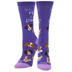 Cool Socks My Dog, Cat is My Therapist Fun Print Novelty Crew Socks for Women, Size 5-10