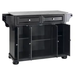 Alexandria Stainless Steel Top Kitchen Island Wood/Black - Crosley