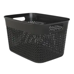 Life Story Large Storage Basket, Decorative Plastic Home Organizer, Lightweight Versatile Tub with Built-In Handles, 16 Quart, Black, 4 Pack