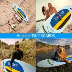 Ancheer 10 Foot Long Inflatable Stand Up Paddle Board with Carry Bag, Paddle, Coil Leash, and Repair Kit with 265 Pound Weight Capacity, Yellow