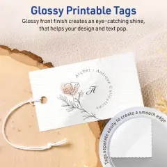 Avery Printable Rectangle Tags with Sure Feed Technology, 2" x 3-1/2", Glossy White Cardstock, Print-to-the-Edge, Laser/Inkjet, 200 Total