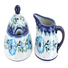 Blue Rose Polish Pottery A78-A79 Andy Cream and Sugar Set