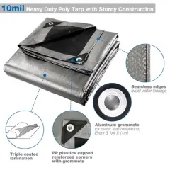 Yescom 10x15ft Heavy Duty Reinforced Poly Tarp