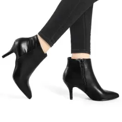 Allegra K Women's Pointed Toe Zipper Stiletto Heel Ankle Boots