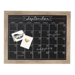29" x 23" Beatrice Framed Magnetic Chalkboard Calendar Rustic Brown - DesignOvation