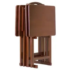 5pc Alex Snack Table Set Walnut Brown - Winsome