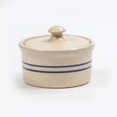 Martinez Pottery Heritage Blue Stripe Stoneware Ramekin with Lid