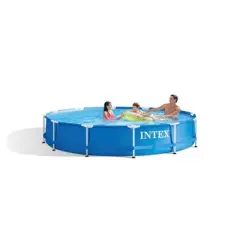 Intex 28211EH 12-foot x 30-inch Metal Frame Round 6 Person Outdoor Above Ground Swimming Pool with GFCI Filter Pump and Pool Cover