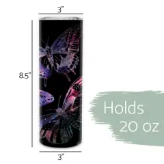 Watercolor Glittered Purple Pink Monarch Butterfly Pattern 20 ounce Stainless Steel Travel Tumbler with Lid For Your On The Go Beverages