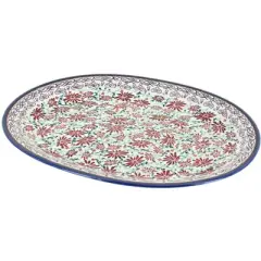 Blue Rose Polish Pottery Zaklady Large Oval Serving Platter
