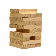 WE Games Wood Block Stacking Tower that Tumbles Down When you Play - Short Stack
