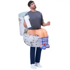 Joyfy Adults Halloween Inflatable Costumes, Sitting on a Toilet Inflatable Costume, Funny Blow Up Costumes for Halloween Costume Cosplay