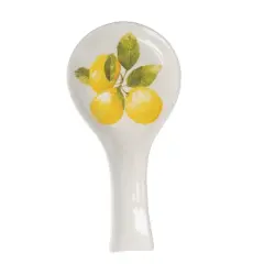 Transpac Dolomite 9 in Multicolor Lemon Print Spoon Rest Perfect for Everyday Use