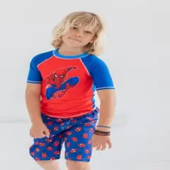 Marvel Avengers Captain America Pullover Rash Guard Swim Trunks and Cap 3 Piece Swimsuit Set Little Kid to Big Kid