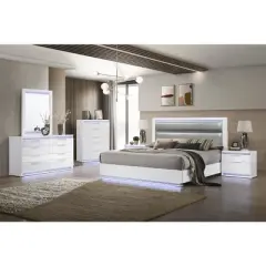 Chintaly Imports,Modern Gloss White 2-Drawer Night Stand