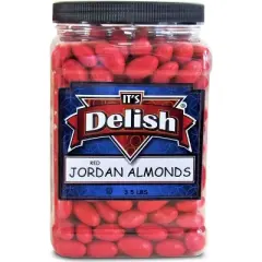 Red Jordan Almonds by It's Delish, 3.5 lbs Jumbo Container