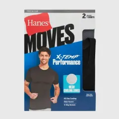 Hanes Premium Men's 2pk Move Breathable Mesh Crewneck T-Shirt X-Temp - Black