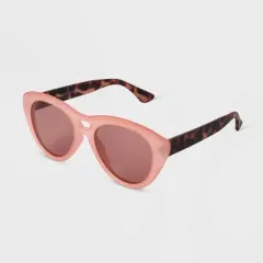 Women's Tortoise Print Rubberized Plastic Cateye Polarized Sunglasses- All in Motion&trade; Pink