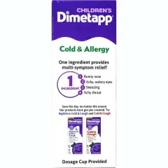 Dimetapp Children's Cold & Allergy Syrup Grape 8 Oz