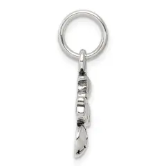 Black Bow Jewelry Sterling Silver Antiqued I Heart Softball Script Charm