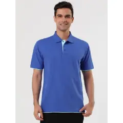 Lars Amadeus Men's Summer Golf Shirt Contrast Color Short Sleeves Regular Fit Polo
