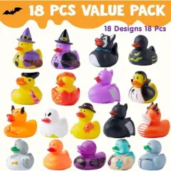 Joyfy Halloween Party Supplies, 18 PCS Rubber Ducks Party Toys for Halloween Goodie Bag Fillers Decorations School Classroom Game Prizes Baby Bath Toy