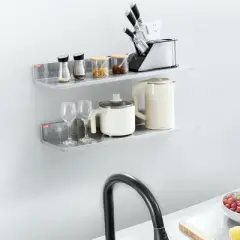VEVOR 8.6" x 30" Stainless Steel Shelf, Wall Mounted Floating Shelving with Backsplash, 44 lbs Load Capacity Commercial Shelves