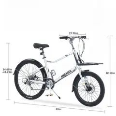 DSVIMOY Bicycles, 26 Inch Freestyle Bike for Men Women Boys and Girls, 7 Speed Cargo Bike, Silver, 65"*27.56"*42.13"