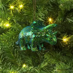 5" Christmas Plastic Chunky Glitter Dinosaur Ornament Green - Wondershop&trade;