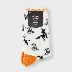 Women's "Hey Witches" Halloween Cozy Crew Socks - Hyde and EEK! Boutique&trade; Ivory/Black/Orange 4 - 10