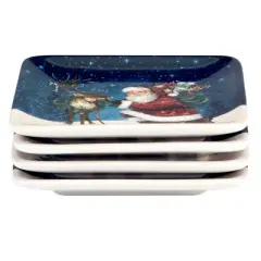 Certified International Set of 4 Santa's Secret Canape Plates
