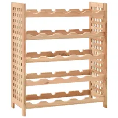 vidaXL Solid Walnut Wood Wine Rack - Freestanding 25-Bottle Holder, 5-Tier Storage, Elegant Shelving for Home Bar/Dining Area