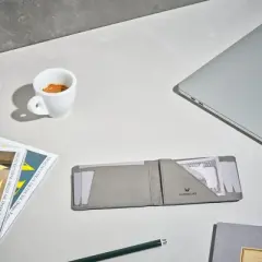 Donbolso 4 inches Slim Leather Bifold Wallet for Men Slim Money Clip Leather Wallet, Gray