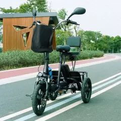 Topteng Electric Trike for Adults, 3 Wheel Bike with Basket, Adjustable Seat and Foldable Design