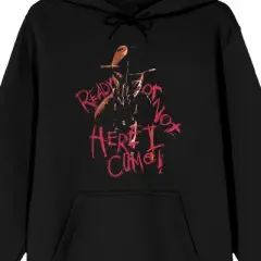Nightmare On Elm Street Ready Or Not Here I Come Long Sleeve Women's Black Hooded Sweatshirt