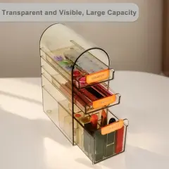 Unique Bargains Dust-proof Makeup Organizer with 3 Drawers for Lipstick Brush Brown 1 Pc