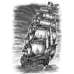 Boy's Design By Humans Caleuche Ghost Pirate Ship - Blackline By RobertoJL T-Shirt