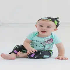 Disney Pixar Monsters Inc. Sulley Boo Mike Wazowski Baby Bodysuit Pants and Hat 3 Piece Outfit Set Newborn to Infant 