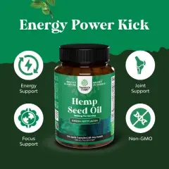 Hemp Seed Oil Capsules, Vegan Omega 3 6 9 Supplement with Essential Fatty Acids for Joint Support, Relaxing Mood & Skin Health, Nature's Craft, 120ct