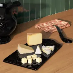 Stoneware Cheese Board with Knife Black - Threshold&trade;