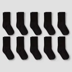 Boys' 10pk Athletic Crew Socks - Cat & Jack&trade; Black
