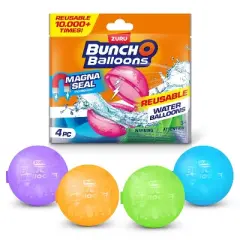 Bunch O Balloons Reusable Water Balloons - 4pk: Pool Games for Kids, Silicone Material